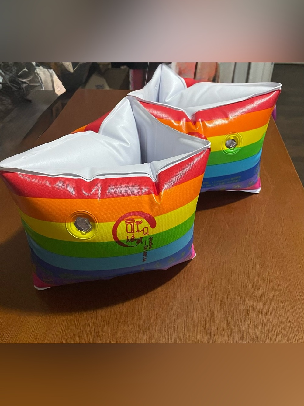 Qicai Bei Inflatable Pair Rainbow Swim Arm Bands Floaties Kids Child